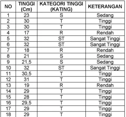 Tabel  2.  Kategori  Tinggi  Umpak  NO  TINGGI  KATEGORI  TINGGI 