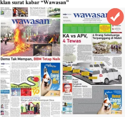 Gambar 3.2 : Final desain dan aplikasi iklan surat kabar  Sumber: Dokumentasi perancang 