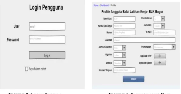 Figure 5 is Displays the Login page, which is used to enter the job training admission system