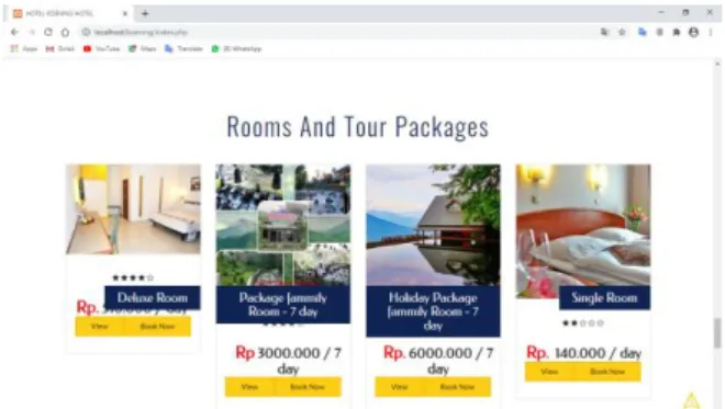 Gambar 6.  Tampilan Menu Web Hotel Koening 