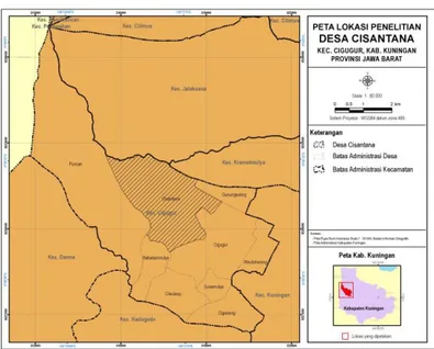 Gambar 1. Peta lokasi Desa Cisantana, Kecamatan Cigugur, Kabupaten Kuningan, Provinsi Jawa Barat 