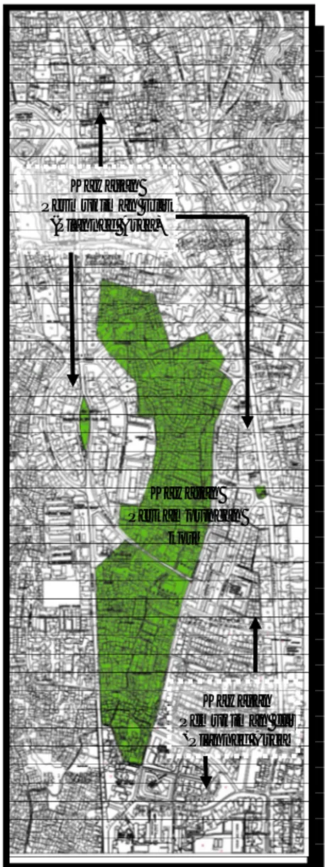 Gambar 12. Pola Kawasan kantong Perkampungan (organic area) Jl. Cemara di antara  perumahan elit 