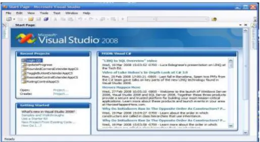Gambar II.7. Tampilan Utama Visual Studio 2008  Sumber : Ketut Darmayuda (2008 : 12) 