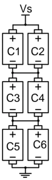 Gambar 4.2 Susunan seri-parallel   6 buah ultra capacitor sebagai power bank. 