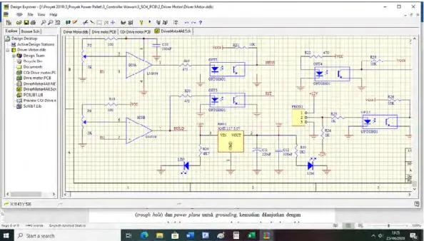 Gambar 4.6 screen shoot rancang bangun rangkaian skematik elektronika   pengendali “Prototipe Pembangkit Listrik  Mobile Nano Hydro”