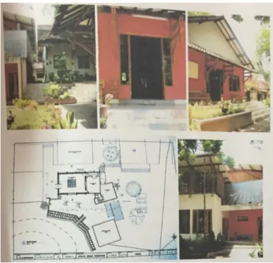 Gambar 2.4. Rencana Tapak Dan Fasade Bangunan Studio  (Sumber : Laporan Tugas Akhir Syarifah Ismailiyah Alatas)