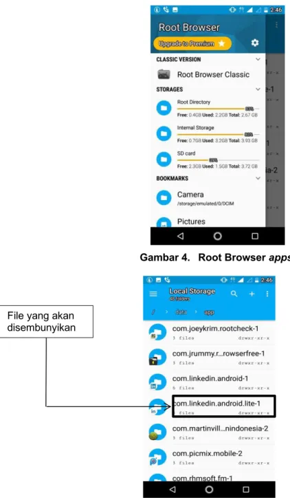 Gambar 5.  Folder dan aplikasi LinkedIn. 