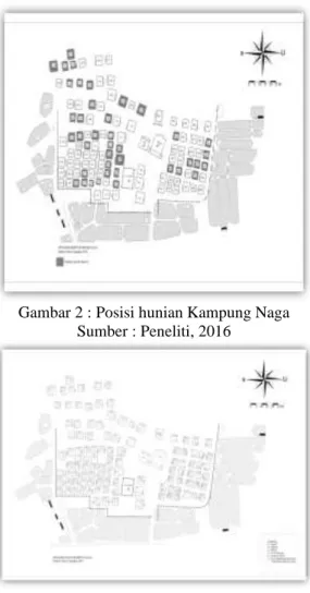 Gambar 2 : Posisi hunian Kampung Naga  Sumber : Peneliti, 2016 