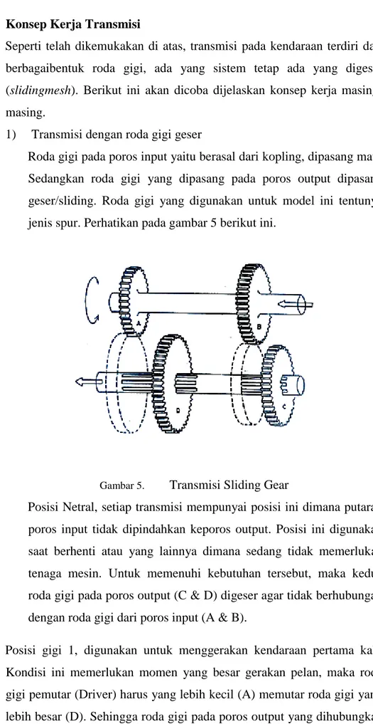 Gambar 5.  Transmisi Sliding Gear  