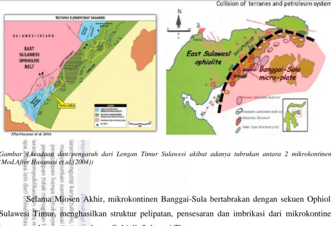 Gambar  4,keadaan  dan  pengaruh  dari  Lengan  Timur  Sulawesi  akibat  adanya  tubrukan  antara  2  mikrokontinent