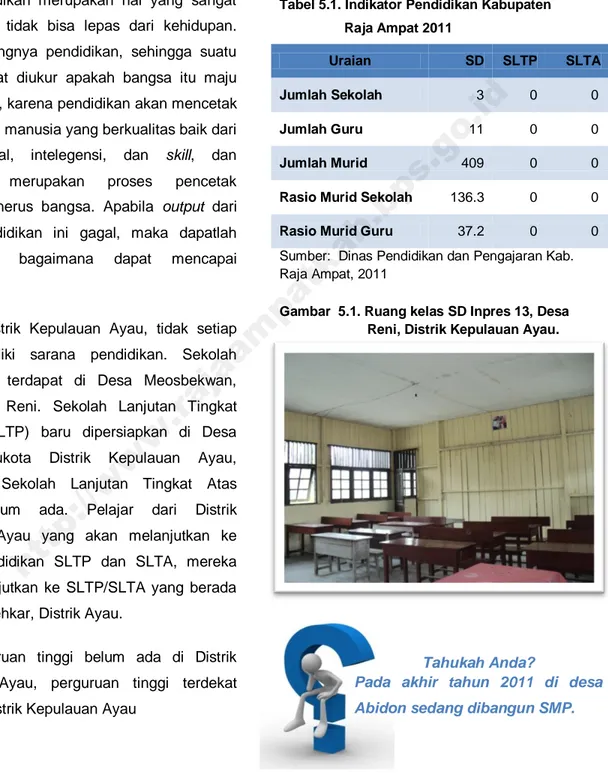 Tabel 5.1. Indikator Pendidikan Kabupaten    Raja Ampat 2011 