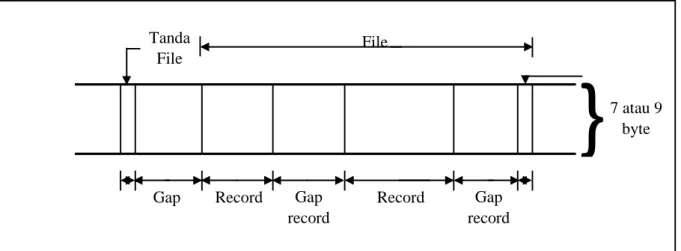 Gambar 1. Organisai Data pada Pita Magnetic 