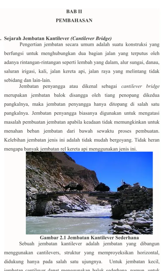 Gambar 2.1 Jembatan Kantilever Sederhana