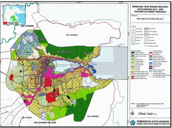 Gambar III.2 Peta Rencana Tata Ruang Wilayah Kota Kendari 2010-2030  (Sumber : Dinas Tata Kota dan Pemukiman Kota Kendari 2013) 
