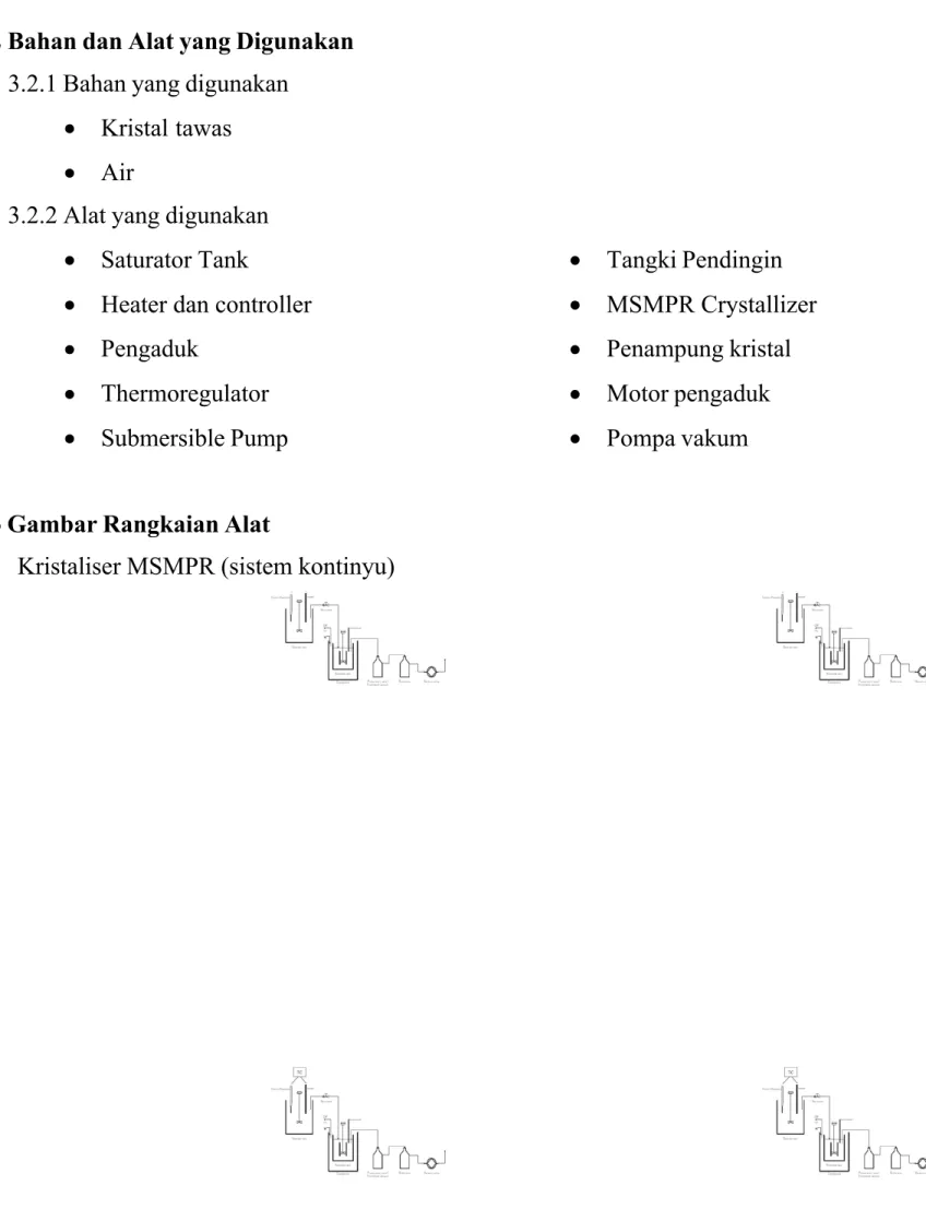 Gambar 3. 2 Rangkaian alat kristaliser MSMPR 3.4 Prosedur Praktikum