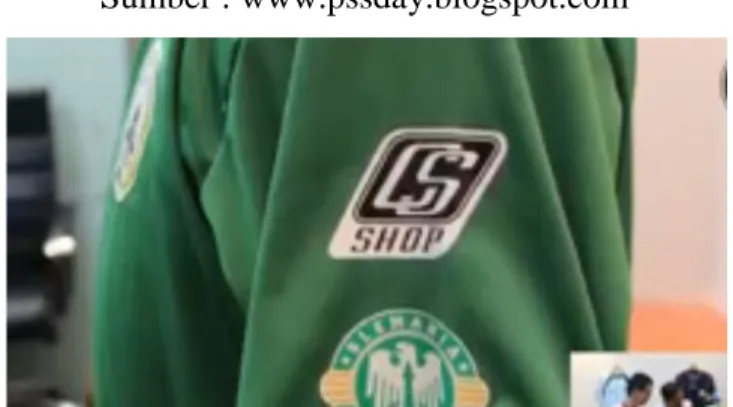Gambar 4. Logo Curva Sud Shop yang terpasang di kaos tim (jersey) klub PSS  Sleman sebagai tanda sponsorship 