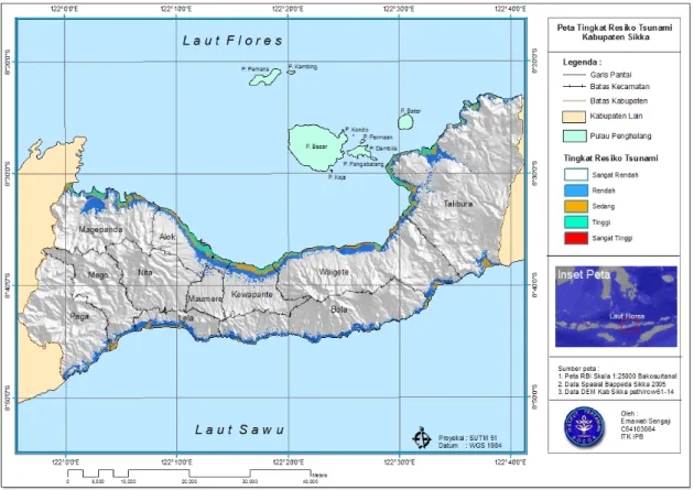 Gambar 5. Peta Tingkat Resiko Tsunami Kabupaten Sikka 