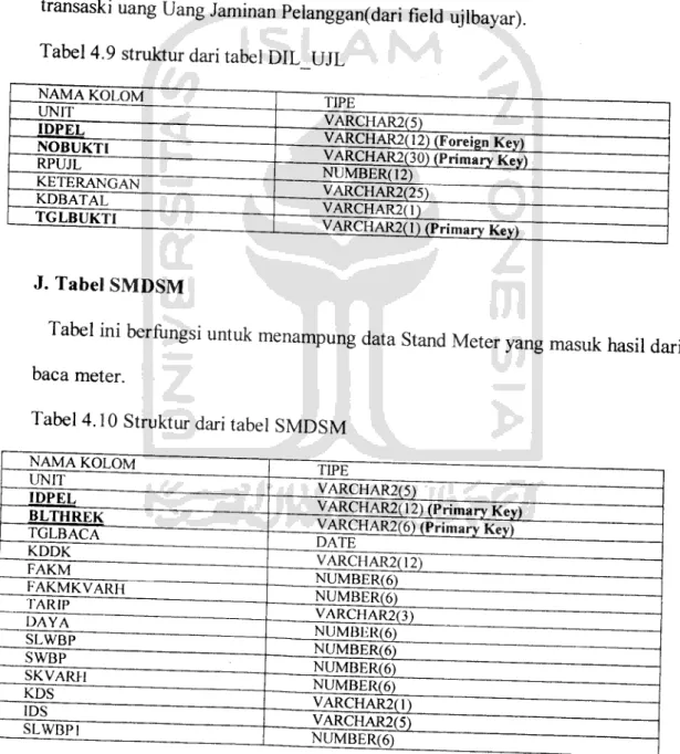 Tabel 4.9 struktur dari tabel DIL UJL