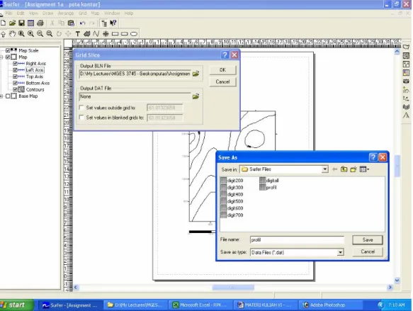 Gambar 6.15. Simpan Output DAT file sebagai “profil.dat”.