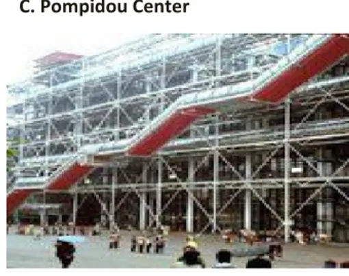 Gambar 8. Pompidou Center dan perpustakaan di dalamnya  Sumber : www.greatbuilding.com 