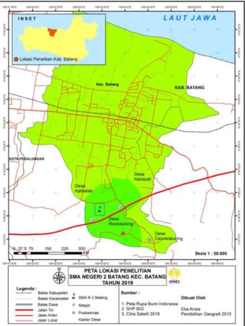Gambar 4.1. Peta Lokasi Penelitian SMA Negeri 2 Batang 