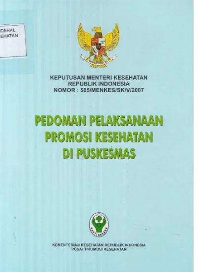 KepMenKes RI Tentang Pedoman Pelaksanaan Promosi Kesehatan Di Puskesmas