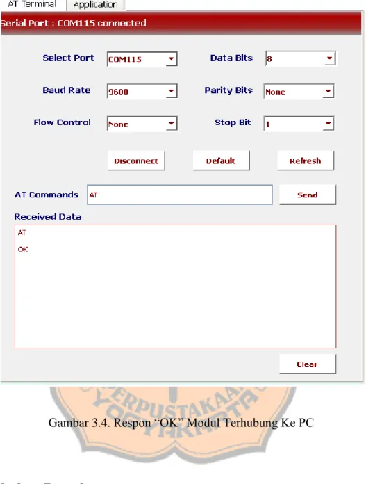 Gambar 3.4. Respon “OK” Modul Terhubung Ke PC   