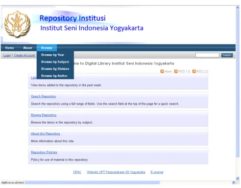 Gambar 1. Metode pencarian di perpustakaan digital ISI Yogyakarta  Sumber: http://digilib.isi.ac.id/ (2016) 