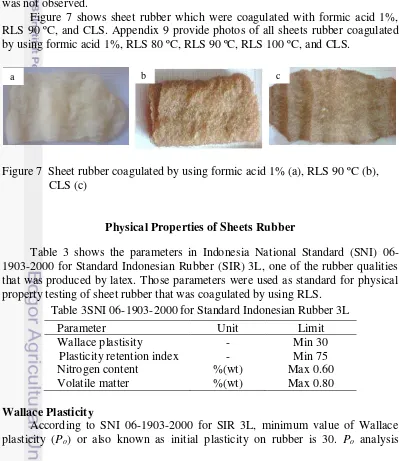 Figure 7 shows sheet rubber which were coagulated with formic acid 1%, 