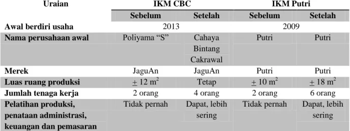 Tabel 4 Perbandingan profil IKM Putri dan CBC sebelum dan setelah program IbM 