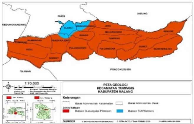 Gambar 4.   Jenis Tanah di Kecamatan  Tumpang, Kabupaten Malang   Sumber: Hasil Analisa 2020 
