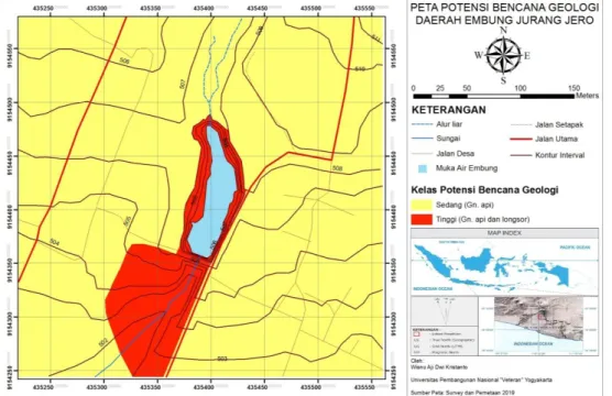 Gambar 4. Peta Potensi Bencana Geologi Daerah Embung Jurang Jero 
