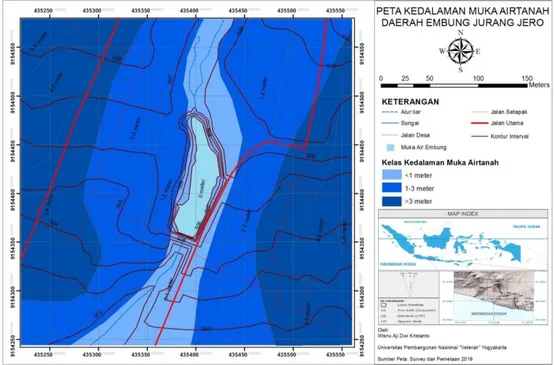 Gambar 5. Peta Kedalaman Muka Air Tanah Daerah Embung Jurang Jero 