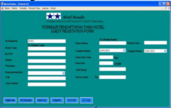Gambar : 7  Form Data Pengguna  Rancangan  layar  pada  form  transaksi  check-in  di  gunakan  untuk 
