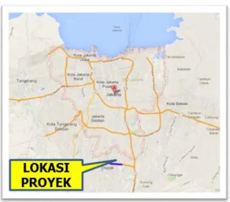 Gambar I.2 Lokasi proyek pada daerah kota Depok 
