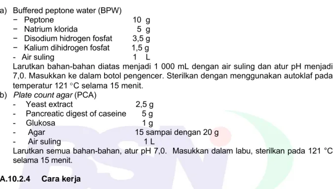 Gambar A.2  -  Tingkat pengenceran menggunakan larutan pengencer Buffer Peptone  Water (BPW) 