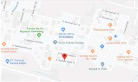 Gambar 6.  Letak Basecamp O.K. Krontjong Juice pada Peta  (Sumber: Google Maps, 23 Agustus 2019) 