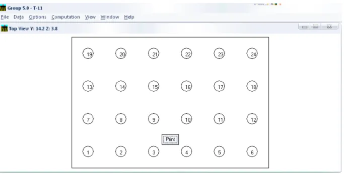 Gambar 4.14   Tampak Atas Permodelan Grup Tiang pada software Group 5.0  
