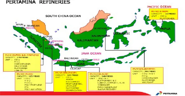 Gambar 1. Lokasi Refinery Unit Pertamina seluruh indonesia