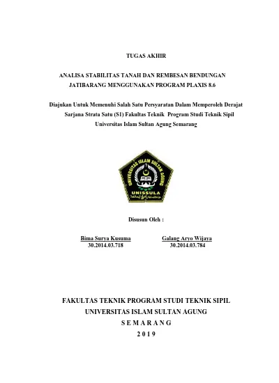 FAKULTAS TEKNIK PROGRAM STUDI TEKNIK SIPIL UNIVERSITAS ISLAM SULTAN ...