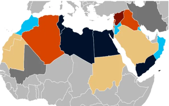 Gambar 1 Peta Lokasi Fenomena “The Arab Spring”