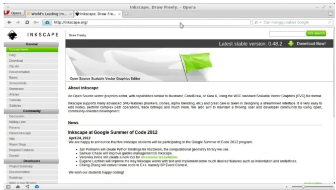 Gambar 1. Aplikasi Inkscape  versi 0.48.2 