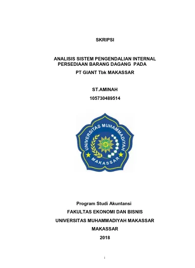 SKRIPSI. ANALISIS SISTEM PENGENDALIAN INTERNAL PERSEDIAAN BARANG DAGANG ...