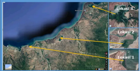 Gambar 1. Peta lokasi penelitian di wilayah Pesisir Pantai Utara Kab.TTU  Lokasi	
  1	
  	
  