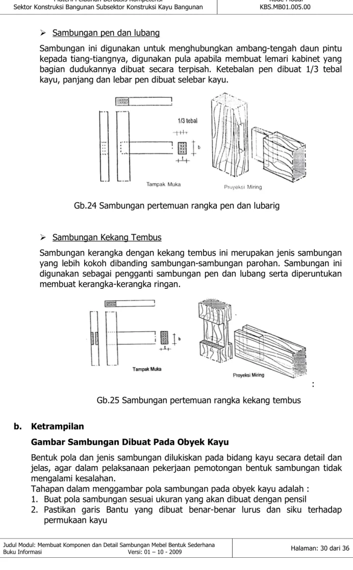 Gambar Sambungan Dibuat Pada Obyek Kayu 