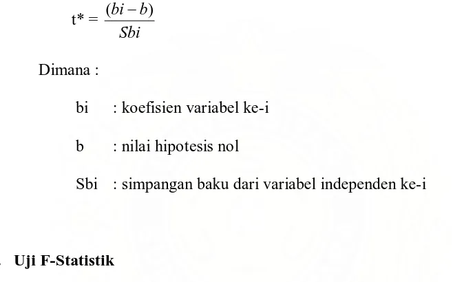 tabel. Jika F-hitung > F-tabel, maka Ho ditolak, yang berarti variabel 