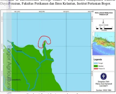 Gambar 1 Peta lokasi penangkapan ikan totot  