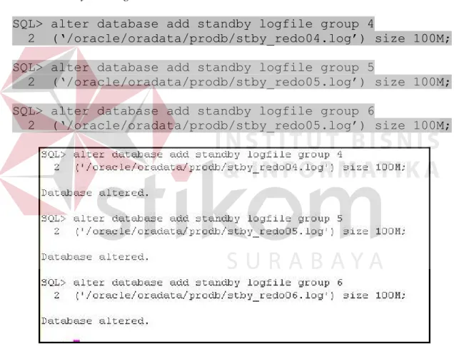 Gambar 4.7 Add Standby Redolog prodb 