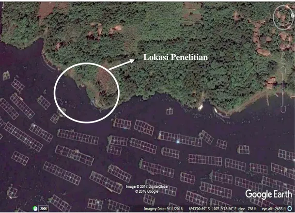 Gambar 3.2. Peta Lokasi Penelitian Waduk Cirata Kecamatan Maniis,  Kabupaten Purwakarta, Jawa Barat sebagai lokasi penelitian