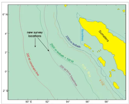 Gambar 3 Jalur survei baru sebelah barat Sumatera (adaptasi dari Bakosurtanal, 2006) 
